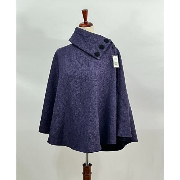 MUCROS WEAVERS Ireland OS S M L Purple Tweed Cape Poncho Wool NWT - Picture 10 of 11